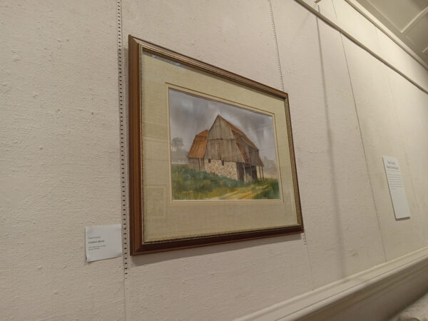 One of Tom Cayley’s barn paintings on display at the Tom Cayley: Force of Personality exhibition. Private Collection.