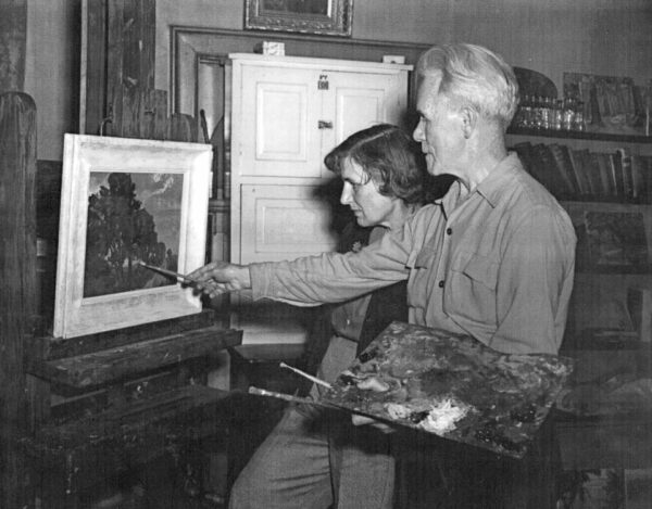 One photograph shows Jane in the Watson Studio, watching a demonstration from Frederick Varley.