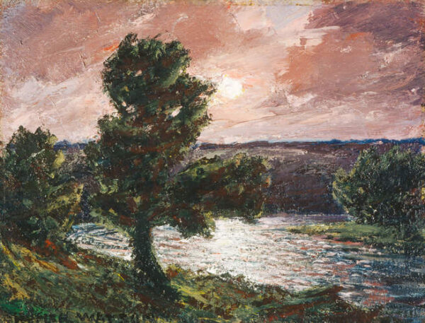 Homer Watson, Moonlit Stream.  1933, Oil on Board. Library and Archives Canada, William Lyon Mackenzie King fonds, Copy negative no. C-114848.