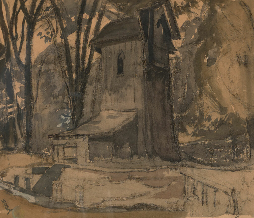 Frederick Varley "Old German Mill, Blair" c1949
