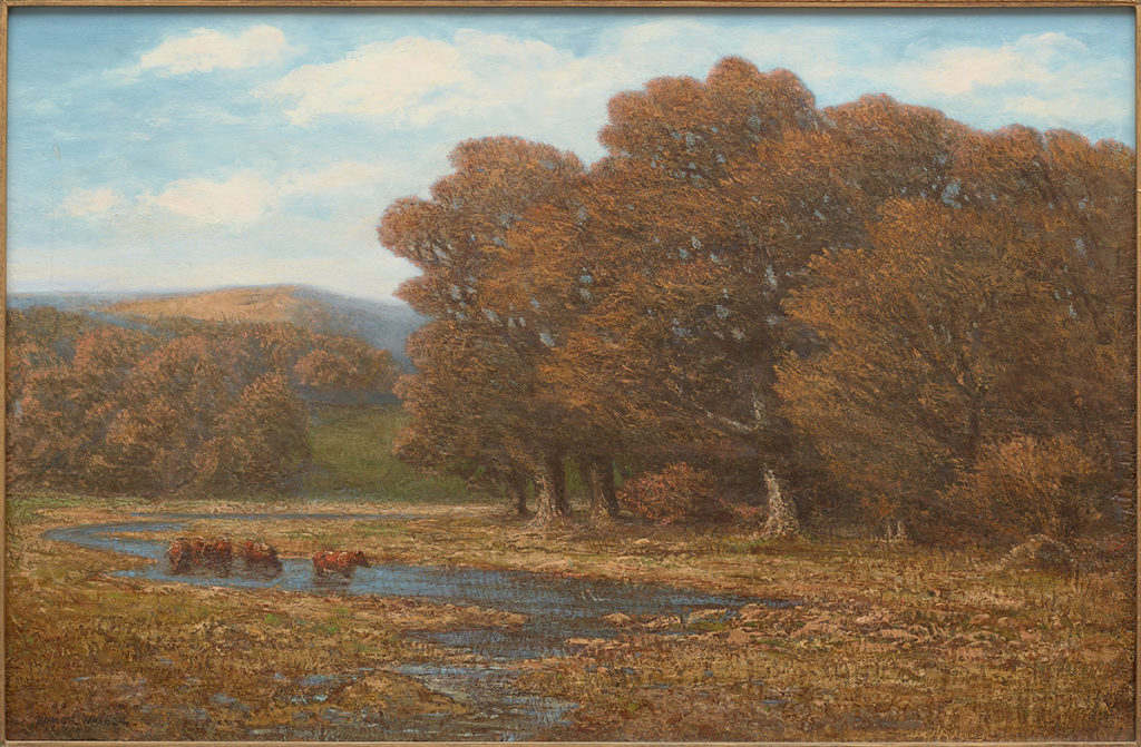 Homer Watson "In Valley Flats Near Doon, Cattle In Stream" c.1914
