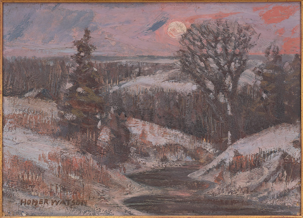 Homer Watson "Rising Moon Over Winter Landscape" c.1930