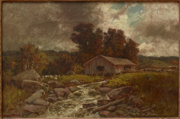 Homer Watson, Summer Storm, c.1890, oil on canvas, 33 x 45 cm, HWHG Permanent Collection. This painting is an example of his paintings of sheep.