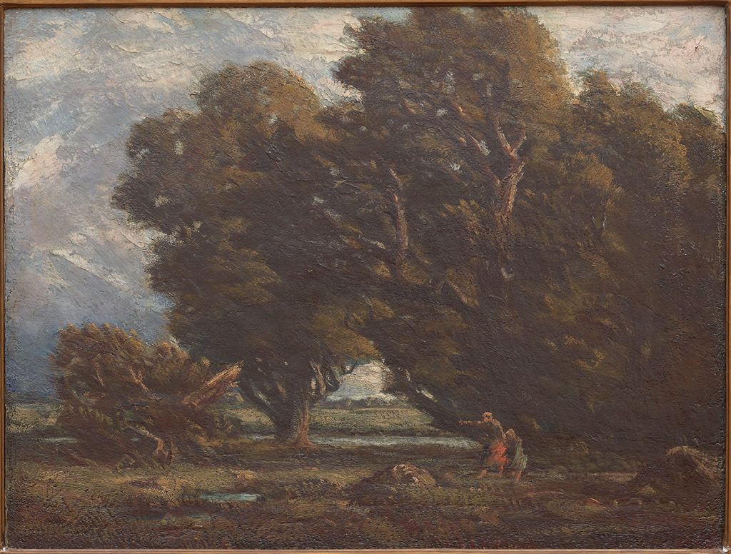 Homer Watson, Untitled (Wind Blown Trees). c.1900, Oil on Board. HWHG Permanent Collection.
