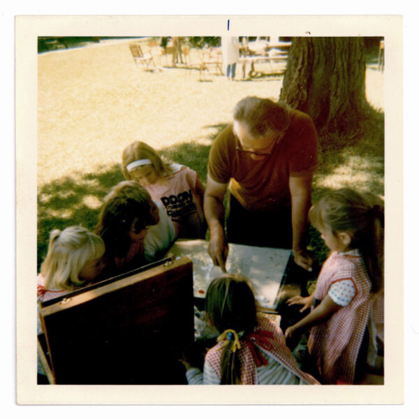 Tom Cayley teaching young Doon School of Fine Arts campers, c.1970. Gift of Bambi & Roslyn Ross.