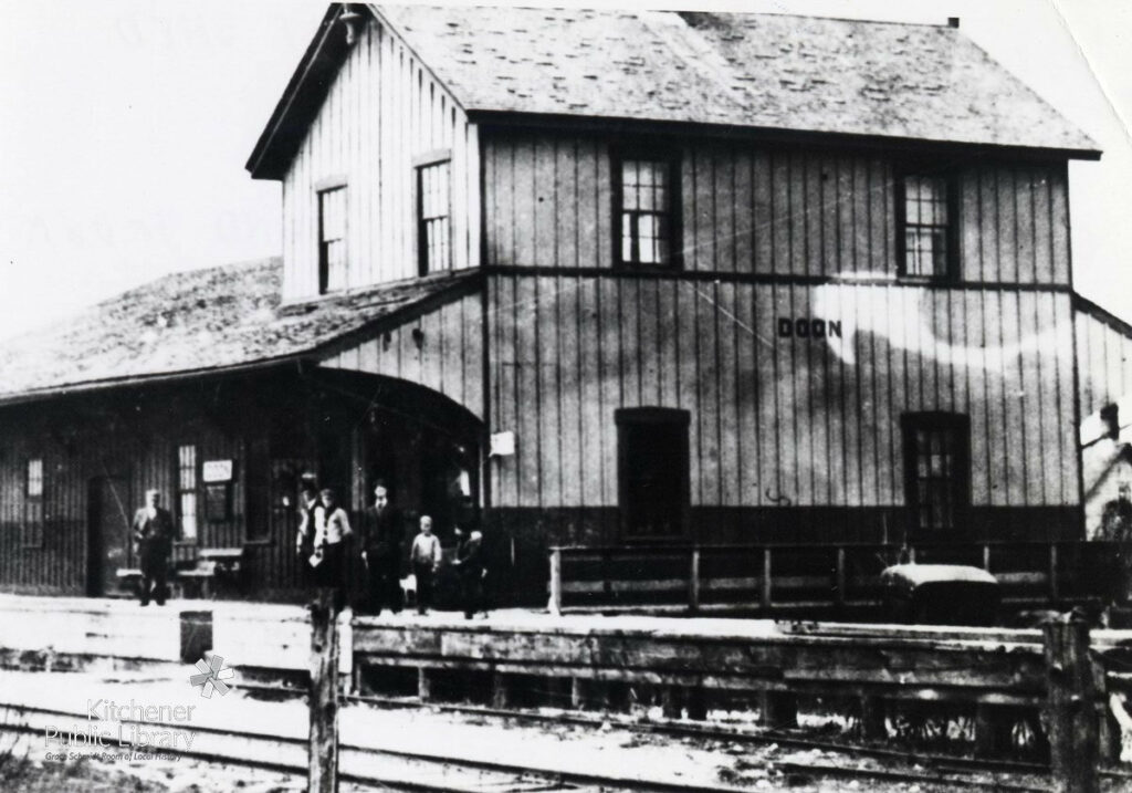 Doon railway station and freight shed. Photo courtesy of the Waterloo Historical Society.