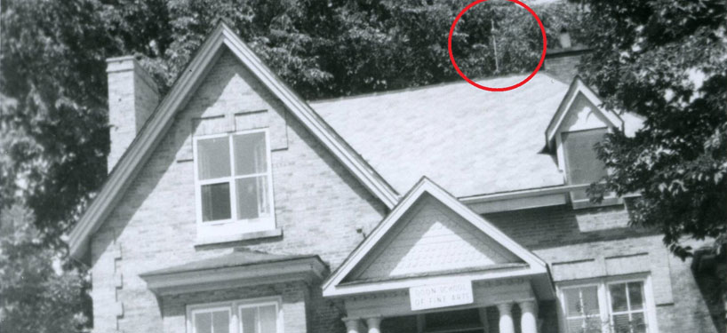 photo of lightning rods on an old house