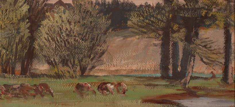 Closeup of painting by Homer Watson called The Sandhill