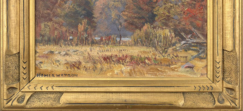 Closeup of gold art frame